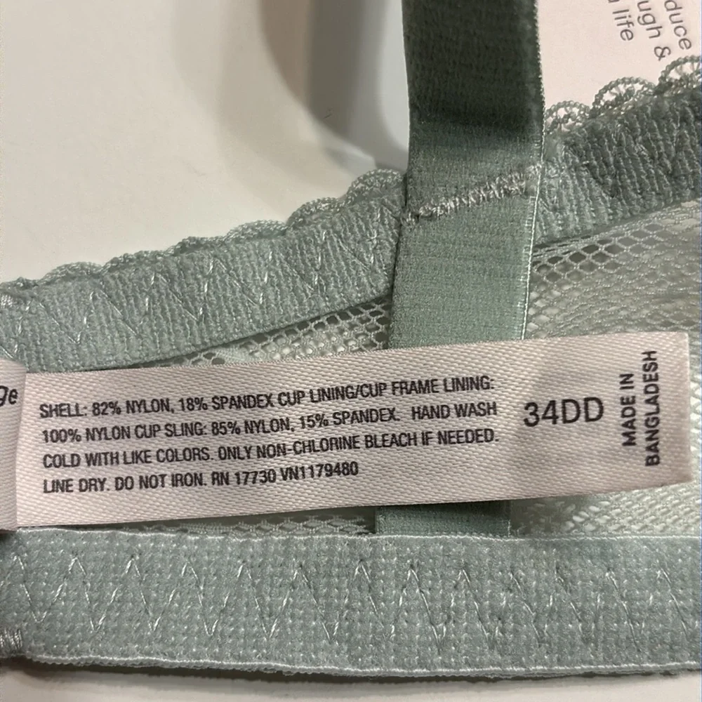 Auden Light Green Unlined Balconette Coverage Lace Underwire Bra